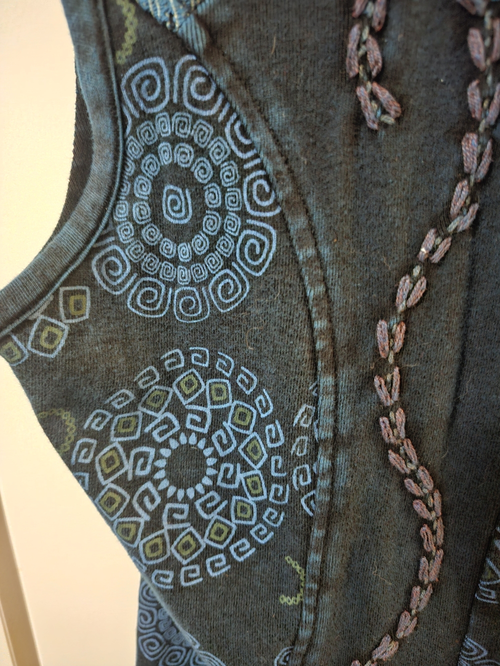 Dark Teal Hippie Boho Embroidered Zip-Up Vest by Ark Imports - Picture 7 of 11